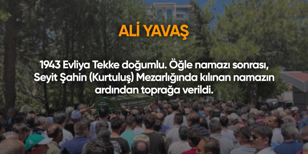 Konya'da bugün vefat edenler | 6 Kasım 2025 8